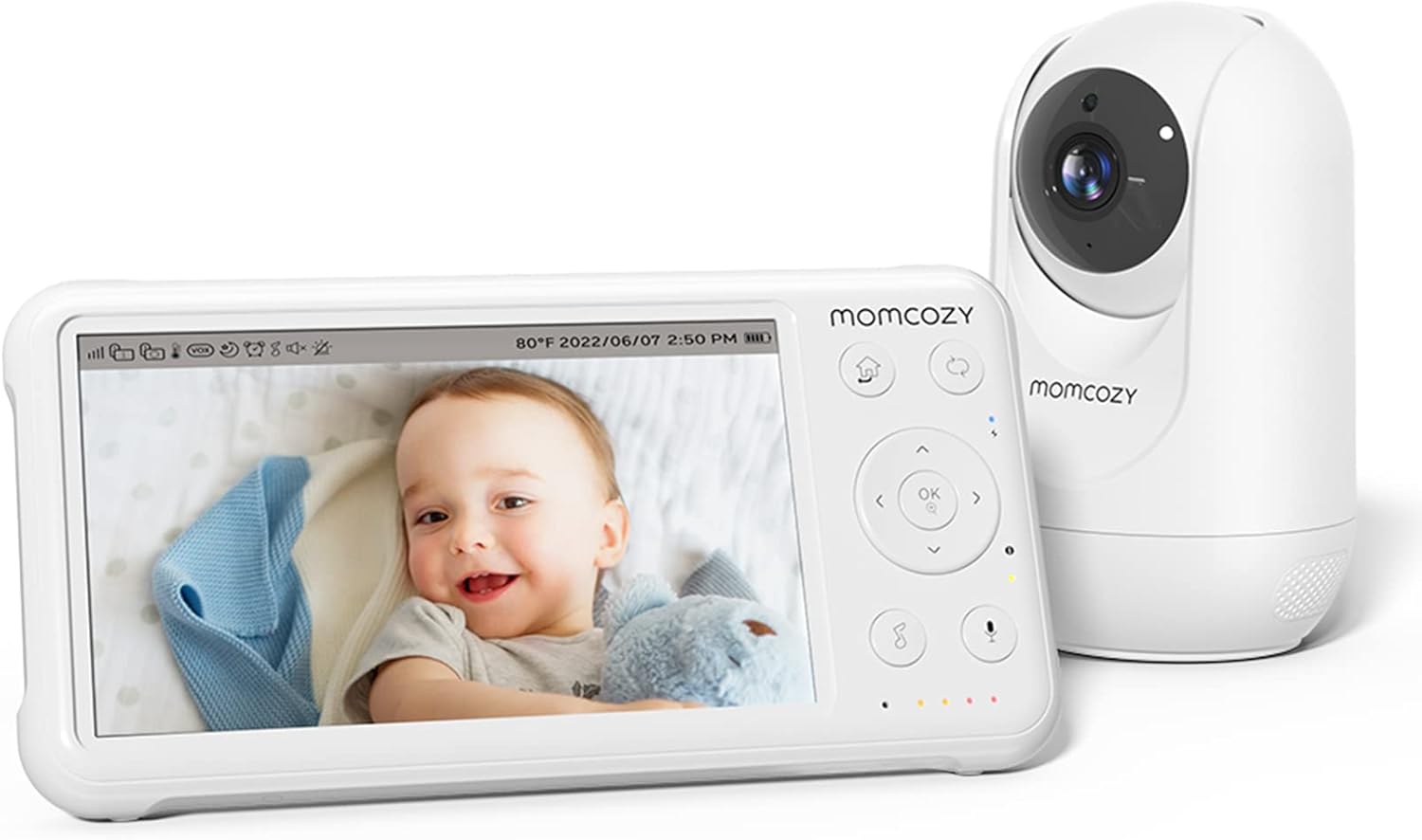 Video Baby Monitor, 1080P 5" HD Baby Monitor with Camera & Wall Mount, Infrared Night Vision, 5000Mah Battery, 2-Way Audio, Temperature Sensor, Lullabies, 960Ft Range, Ideal for New Moms, BM01